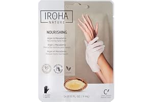 Iroha Nature - Guanti Maschera Nutrienti | Olio di Argan e Macadamia | Nutrizione Intensa per Mani Secche | 93% Ingredienti Naturali | Vegano