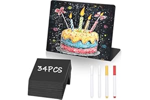 Vikcvcsc 34 Pezzi Mini Lavagna, 10x7,5cm Piccole Lavagnetta Cancellabile, Forma di L Cartellini Prezzi Lavagnette per Buffet, Segnaposto Matrimonio, Numero di Tavolo Cartelli Alimentari per Ristorante