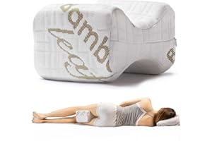 Flowen Almohada Piernas Dormir de Lado Cojin Rodillas y Lumbar Ortopedico Reposapiernas en Espuma Viscoelástica Alivia Dolor de Espalda Soporte Tobillo y Posicionadora Cadera Funda Bambú Antiácaros