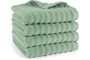 ‎PURE LABEL Pure Label Handtuch - 4er-Pack 50x100cm aus 100% Baumwolle - saugstark, schnelltrockend & weich - Handtücher mit Anhängeschlaufe - Oeko-TEX Zertifiziert - Salbeigrün