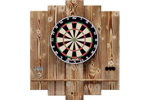 WDS DARTS SPORTS Wooden Dartboard Surround | Premium Dart-Wandschutz & Tablet-Halter (Optional) | Geflammter Burned Look oder Color Design (Catchring, Dart Umrandung, Backboard)