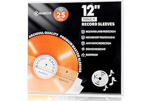 KMKOII 25 x 12 Zoll Premium Antistatisch Schallplatten Innenhüllen Gefüttert |aus 3-Lagige HDPE+Reispapier| Audiophile Schallplatten hüllen Innen Reispapier für LP Vinyl Inner Sleeves Schutzhülle