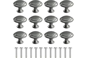 MengH-SHOP Perillas de Gabinete Redondas Perillas de Cajón Tiradores de Muebles Perilla de la Puerta con Tornillo Perillas Manijas para Armario Cajón Aparador Cocina 30mm 12 Piezas Gris Oscuro