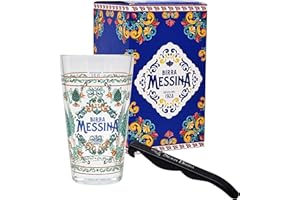 sicilia bedda - BICCHIERE BIRRA MESSINA ED. LIMITATA 0.2 CL - Tributo agli Artisti Siciliani con Apribottiglia (Pigne Santo Stefano di Camastra)