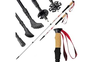 ATTRAC Bastoncini trekking telescopici con blocco a leva - Bastoni ultraleggeri con impugnatura in schiuma Eva + PDF workout