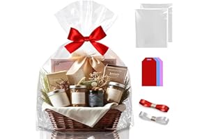 EDUNASS Grande Sac Cadeau en Cellophane, Papier Cadeau Transparent,Papier Transparent Emballage,Cellophane Emballage Cristal,Film Cadeau,Panier Cadeau film cristal, Papier Fleuriste Fleurs(2PCS 125x 100CM)