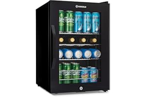 Subcold Ace65 LED Touch Control Beer Fridge With Glass Door | Premium Drinks & Wine Mini Fridge | Black Alu Handle, Quiet & Lockable | 66 Cans | Ideal for Bedrooms and Table Top