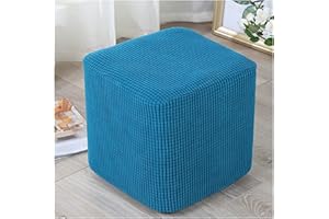 AQIGR Square Ottoman Slipcover Footstool Protector Covers Stool Ottoman Covers Stretch with Elastic Bottom, Feature Textured Checked Fabric Machine Washable (Color : #8, Size : 45x45cm)