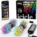 Twinkly Icicle - Luci di Natale Pendenti con 190 LED RGB + bianco caldo puro - Decorazioni Natalizie per Interni ed Esterni -