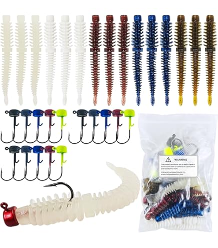 Ned Rig Kit Finesse Baits Soft Plastic Worms Fising Locks for Bass Stick, Swimbait, Minnow Crawfish, Mushroom Lures, Ned Jig Head Kit (35 Piece 2.75 #01