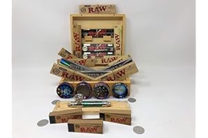 SUTUS Raw Rizla Connoisseur Natura Classic Organic Black Combi Roach Filter Tips Rolling Box And Paper Gift Set For Fathers Day Christmas Birthdays (Raw 1)