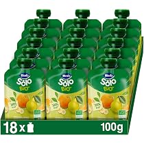 Hero Solo - Gourde de Fruits Bio Pomme Pêche Mangue et Jus de Citron - Sans Conservateurs Additifs Colorants Huile de Palme Gluten ni Sucres Ajoutés Dès 4 Mois 100gx18 unités