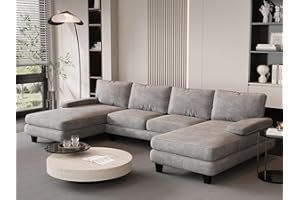 ‎JUMMICO JUMMICO Ecksofa mit Schlaffunktion, Wohnlandschaft Eckcouch Sofa mit Abnehmbarer Sofabezug, U-Form Couch für Wohnzimmer & Schlafzimmer (BxTxH) 292x111x92cm, Grau