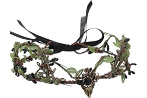 Fashband Diadema con corona de hojas, tocado de astas de hadas negras, tiara de flores del bosque de elfo, diademas, disfraz de Halloween, accesorios para el cabello para mujeres y niñas