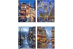 Zelihrdu 5D DIY Kit de Pintura Diamante, Bricolaje Diamond Painting Taladro Completo Cristal Punto de Cruz Artes Rhinestone Bordado para Adultos Niños Decoración Pared Hogar 30x40cm Calle Paisaje