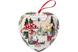 Vintage & Co Beauty X Nathalie Lete Christmas-Scented Soap in Heart Shaped Tin 90g (with display tray) - Festive Heart Shaped Moisturizing Soap, Holiday-Themed Packaging