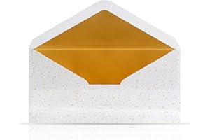 KULTLOGGEN 10 sobres blancos con forro metálico dorado 110 x 220 mm para tarjetas de felicitación navidad vales invitación