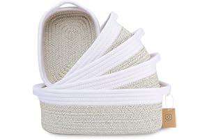 MUOIVG Aufbewahrungskorb Korb Baumwollseil Geflochten 5er-Set, Körbe Aufbewahrung badezimmer Wickeltisch Organizer Flechtkorb, Stapelbare aufbewahrungsbox Mehrzweck-Organisations Behälter