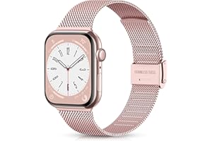 Ouwegaga Kompatibel mit Apple Watch Armband 38mm 40mm 41mm 42mm 44mm 45mm, Ersatz Edelstahl Metall Armband Kompatibel mit iWatch Armband Series 9 8 7 6 5 4 3 2 1 SE Ultra 2,38mm/40mm/41mm Rosé