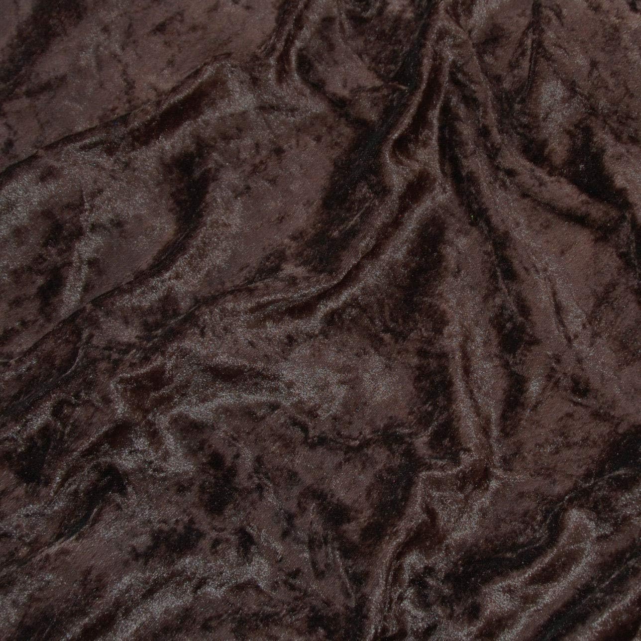 Premium Crushed Velvet Stretch Velour Fabric 150cm 59" Wide for Upholstery Dress Craft Drape Curtain Bed Headboard Material by The Meter by Discount Fabrics LTD (Chocolate)