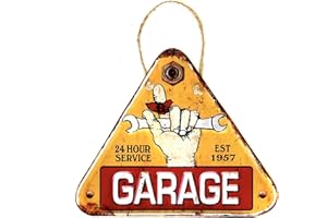 DiiliHiiri Cartel Garaje Taller de Chapa Placa Retro Letrero Estilo Vintage Metal para Decoración Hogar (Garage)