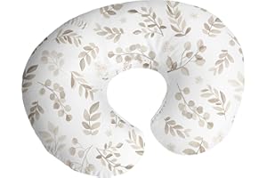 Sweet Jojo Designs Floral Leaf Nursing Breastfeeding Pillow Cover Case for Newborn Infant Bottle or Breast Feeding Pillow NOT Included - Ivory Beige Taupe Gender Neutral Boho Bohemian Botanical Leaf