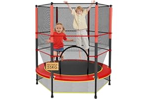 ‎VELPAX Kinder Trampolin Jumper 140cm, Inklusive Sicherheitsnetz mit Reißverschluss, Rahmenpolster & Bodennetz - Indoor/Outdoor Gartentrampolin bis 55kg belastbar, Kindertrampolin ab 3 Jahre