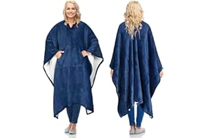 Catalonia Classy Coperta con poncho Sherpa Coperta in pile super morbida, calda e comoda da indossare, Regalo per adulti, donne, uomini, soffice, coperta o all'aperto, 200 x 140 cm