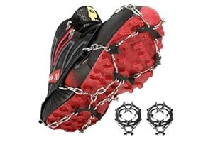 IGnaef Crampons Ice Snow Grips Snow Spikes for Shoes Women Men Kids Anti Slip 19 Stainless Steel Spikes Safe Protect for Hiking Fishing Walking Climbing Mountaineering