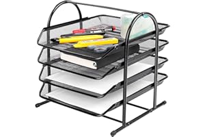 PROBYTES 3/4 / 5 Tier Metal Mesh Documents Organizer Tray - Clever Design A4 Removable Sliding Trays, Files, Letters, Post, Mail, Confidential Filing, Collection, Home, Office, Study, School, Uni, Rustproof