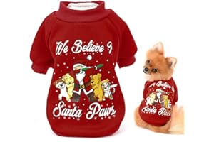 SMALLLEE_LUCKY_STORE Dog Santa Party Christmas Jumper Sweatshirt for Puppy Small Dogs Cats Chihuahua Xmas Sweater