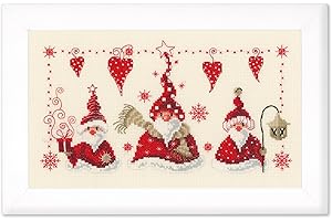 Vervaco Point De Croix Compté Kit Tableau Complet Set BONHOMMES DE NOËL De Broderie Loisir Créatif Maison Decoration Cadeau DIY ca. 29 x 17 cm Counted Cross Stitch Embroidery