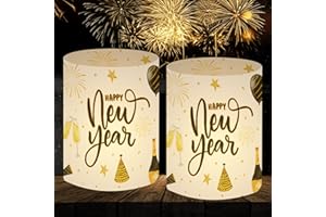 JOYEASE 12 lampionów, dekoracja stołu, sylwestra, dekoracja sylwestrowa 2025, dekoracja Happy New Year, dekoracja sylwestrowa, zestaw na imprezę, nadaje się do podgrzewaczy lub świec
