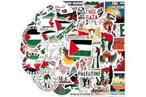 EUGELROM 50 Unidades Pegatinas Free Palestine Impermeables de PVC - Coloridas, Aesthetic y de Paz - Para Paragolpes de Coche, Portátil, Botella, Skateboard, Guitarra, Decoración DIY