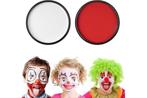 Truccabimbi Set, GIBOT Cerone Bianco+Rosso, Trucchi Halloween Bambini, Set Trucchi Bambina Anallergici, Truccabimbi Halloween, Trucco Carnevale Viso, Trucca Bimbi per Feste (Bianco+Rosso)