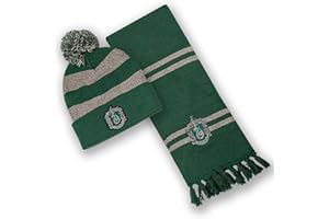 BIOWORLD Harry Potter Serpentard Ensemble bonnet et écharpe d'hiver pour adultes, Vert, taille unique