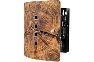 ‎BANJADO banjado® Design Schlüsselkasten aus Edelstahl mit Motiv Jahresringe für 10 Schlüssel - Schlüsselschrank zur Schlüssel Aufbewahrung 24 x 21,5 x 7cm groß mit praktischem Magnetverschluss