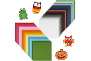 Ainiv 40 PCS Coloured Felt Fabric Sheets, 15 x 15 cm DIY Craftwork Sewing Patchwork, Soft Thick Polyester Felt for Art and Crafts, Assorted Colors