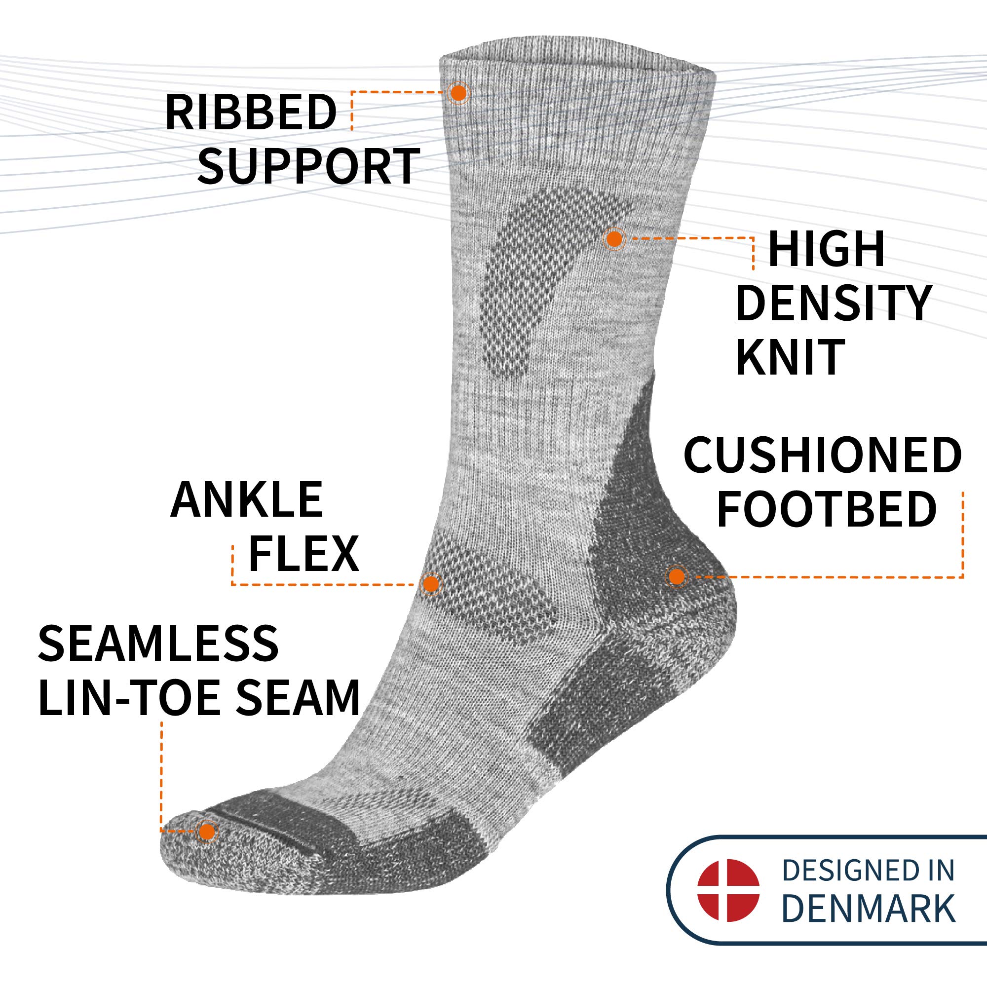 DANISH ENDURANCE Merinowolle Wandersocken für Herren, Damen & Kinder, 3 Paare, Trekkingsocken, Atmungsaktiv, Gepolstert, Antiblasen Polsterung, Merino Funktionssocken – Bild 6