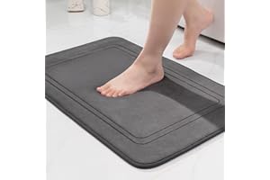 chakme Tapis de Bain en Mousse à mémoire de Forme - Tapis Salle de Bain Absorbant - Tapis de Bain Antidérapant - pour Salle de Bain et Salon - 43 x 61 cm - Gris foncé
