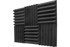 JBER 6 Pack Charcoal Acoustic Sound Foam Panels, 5 X 30 X 30 cm/2" X 12" X 12" Studio Foam Wall, Fireproof Soundproof Wall Padding for Sound Insulation Treatment