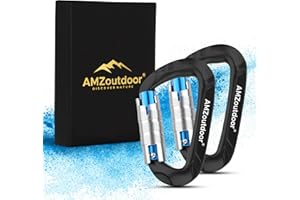 AMZOutdoor® karabińczyk z aluminium lotniczego o nośności ponad 1200 kg | karabińczyk z pudełkiem na prezent na kemping, do wędkowania, wędrówek, survivalu | karabińczyk czarny | karabińczyk do kluczy
