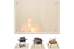 WishesMar 120 * 80CM Fire Pit Mat Fireproof Heat Proof Mat for Under Fire Pit - 47 x 31″ 3-Layer Thickened Firepit Protector Mat for Decking Outoor BBQ Grill Ground Lawn Grass and Patio