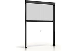 ESTO Zanzariera a Rullo per Finestra Tagliabile in Altezza e Larghezza - Telaio in Alluminio, Diverse Misure e Colori, Rete Anti-Insetti per Finestre Scorrevoli e a Battente (Antracite, 100 x 160 cm)