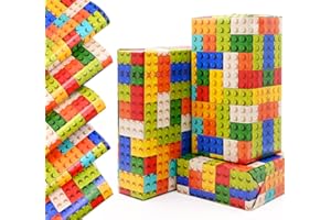 QRTDXP 5pcs Colored Building Blocks Wrapping Paper，50 * 70cm Eco Gift Wrap Sheet for Boys or Girls Birthday Baby Shower Party Wedding Children‘s Day