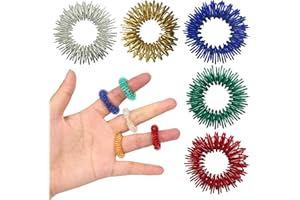 WASUQO 15 Stücke Finger Massage Ring 5 Farben Akupressur Ring skill ringe Edelstahl Spiky Sensory Fingermassageringe Ringe für Kinder Erwachsene Hoher Arbeitsdruck