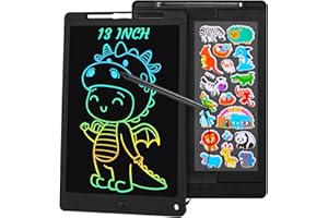 Damcyer Tavoletta Grafica LCD Scrittura, 13 Pollici Tavoletta Grafica Bambini con Scherm Pulsante Elimina e Interruttore Di Blocco Tavoletta Grafica Per Giochi Per 2 3 4 5 6 7 Anni, Nero