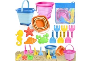 YIMORE Sandspielzeug Set, Reise Sandspielzeug mit Faltbarer Eimer Kinder, 14 PCS Sandkasten Strand Spielzeug für Kinder Jungen Mädchen