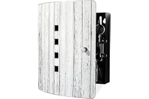 ‎BANJADO banjado® Design Schlüsselkasten aus Edelstahl Motiv Weißer Bretterzaun für 10 Schlüssel - Schlüsselschrank zur Schlüssel Aufbewahrung 24 x 21,5 x 7cm groß mit praktischem Magnetverschluss