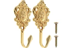 Amosfun 2 Ganci Per Tende Da Muro in Lega Di Zinco Dorati Con Motivo a Rose Fermatende Decorativi Facili Da Installare Per Tende Classiche E Moderne